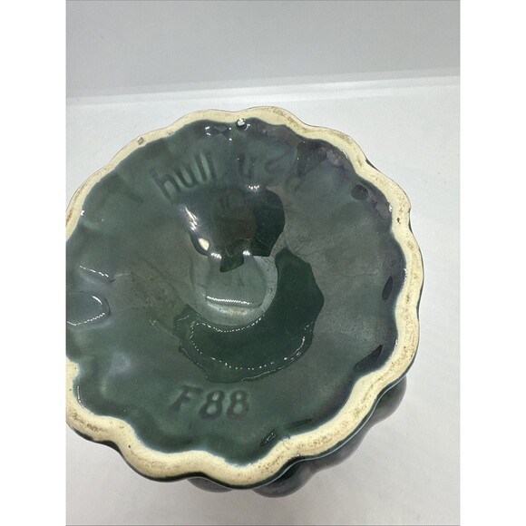Vintage Hull USA Pottery Pedestal Planter Two Toned Green w/Blue Drip Glaze - Picture 5 of 5